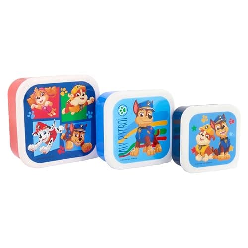 Paw Patrol Play Stackable Lunch Boxes - Set of 3, Durable & Eco-Friendly, Ideal for Kids & Superhero Fans - Perfect for School, Picnics & Travel