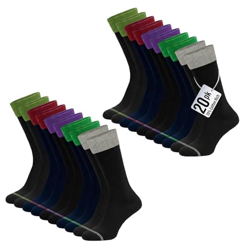 20PK Mens Colored Top Ankle Socks - UK 6-8.5/EU 39-42.5 - Assorted