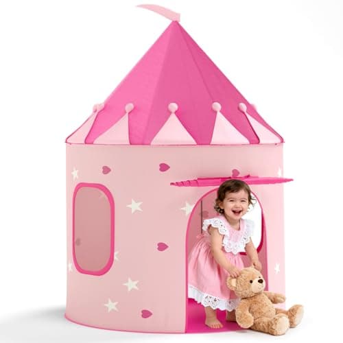 KORIMEFA Kids Play Tent for Age 1-8, Pink, 105x105x135cm