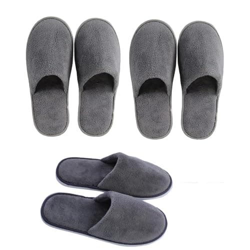 WNXBFO 3 Pairs Hotel Slippers, Soft Coral Velvet Travel Slippers, Non Slip Spa Slipper with Thick 9mm Soles, Reusable Guest Slipper for Spa, Party Guest, Swimming Pools and Travel