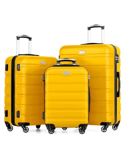 COOLIFE 3 Piece Luggage Set for Family,ABS+PC, Lightweight Durable Suitcase