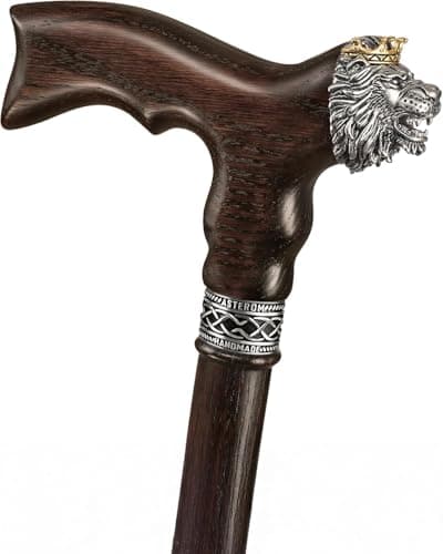 Asterom Walking Stick, Wooden Walking Sticks for Men, Walking Cane (Lion)