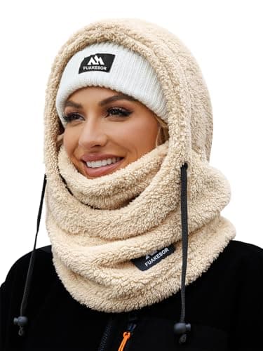 Fleece Balaclava Unisex Windproof Thermal Ski Mask Neck Warmer(Beige)