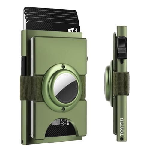 TOYFID Olive Green Aluminum Slim Card Wallet, for AirTag