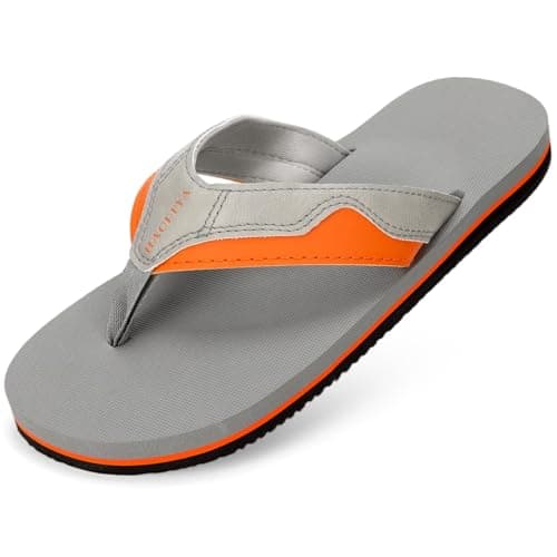 HAOLIRA Flip Flops Men Arch Support Summer Beach Travel Orthotic Walking Thong Sandals Non Slip Lightweight Comfortable Outdoor Pool Shoes UK Size 8-13 (04 Orange/Grey 46/US 12)