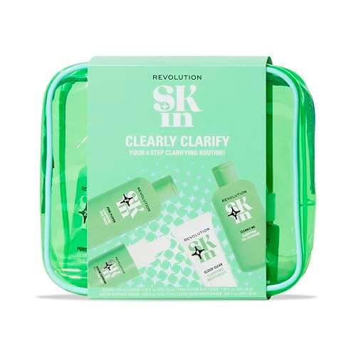 Revolution Skin, Clearly Clarify 4 Step Starter Kit, Skincare Set for Blemish-Prone Skin, Includes Cleanser, Toner, Serum & Moisturiser, Vegan & Cruelty-Free, 4 Products Included