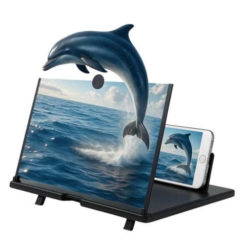Phone Screen Magnifier 12" – Foldable HD Mobile Projector Amplifier for Smartphones, Portable Stand for Movies, Gaming & Travel, Gift Gadget for All Ages (Black)
