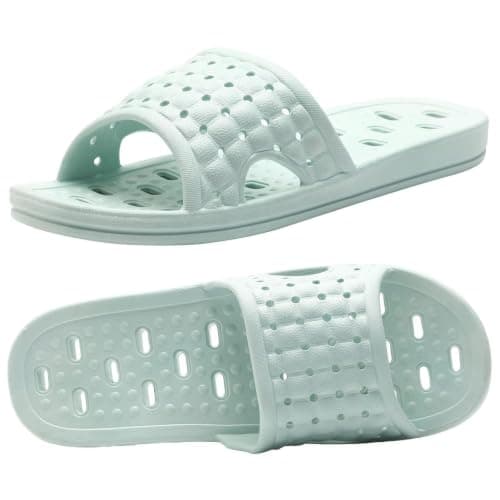 MUQGAOP Quick Drying Shower Slippers non-slip Bathroom Slippers Drain Holes Shower Shoes for Women and Men Dorm pool gym Sky Blue EU 40/41