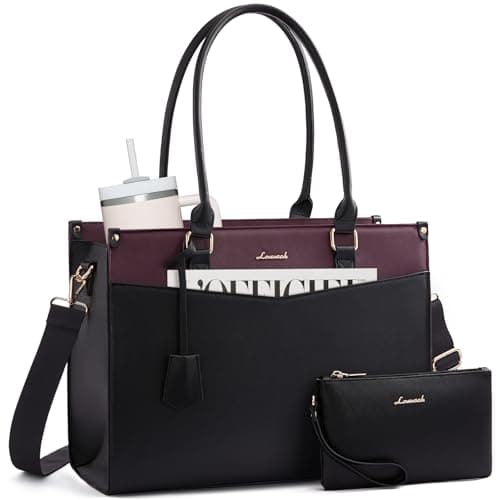 LOVEVOOK Laptop Handbags for Women, 15.6 Inch PU Leather Work Tote Bags