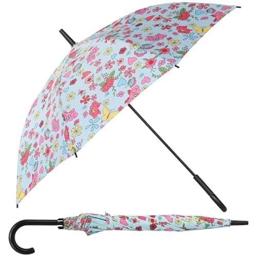 A2Z Automatic Stick Umbrella for Men & Women Large Windproof Rain Umbrella with Auto Open Button Durable Fibreglass Ribs 8 Panels Water Repellent 190T Pongee (Sky Blue, One Size)