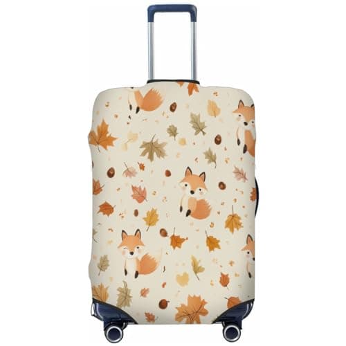 VQUVQV Elastic Travel Luggage Cover, Autumn Fox Maple Leaf Washable Suitcase Protector Cover Travel Accessories Fit 22-24 Inch Luggage, M