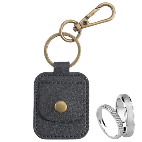 CRASPIRE Black Leather Ring Holder Keychain Portable Rings Storage Pouchs