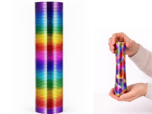 Storm&Lighthouse Metallic Chroma Rainbow Spring Toy Plastic Coil Random Design Sent Fidget Toy for Kids and Adult, Retro Magic Spring Party Bag Filler Colourful Stretchy Bouncing Fidget Toy