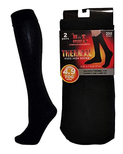 Undercover 2 Pairs Ladies Thermal Knee High Socks Black 4-7