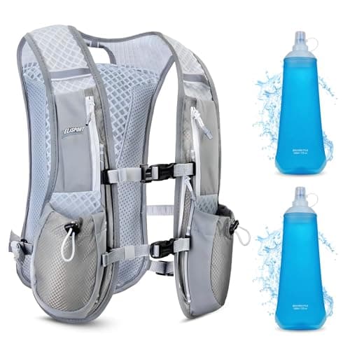 Running Vest Backpack - Lightweight Breathable Reflective Running Vest for Women & Men - Adjustable Straps of Hydration Vest Pack for Cycling & Running, Hiking Vest with 7 Pockets & 2 Water Bottles