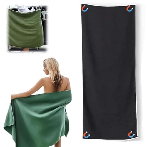 Hcnjn Magnet Towels for Surfers, Outdoor Magnetic Bath Towel, Oversized 75X30 Lightweight Thin Beach Towel, Quick Dry Sand-Free Coral Fleece with Strand Magnetic Magnet Corners (BLACK)