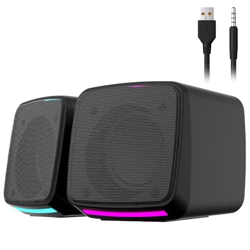 Aysoi PC Speakers, USB Powered Speaker Set, Jack AUX 3.5mm,Portable Mini Speaker for Laptop Smartphones MAC, Colorful RGB Lights