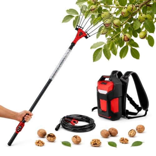 pedenencelia Electric Fruit Picker, 250W/600W Electric Olive Harvester with 2m–3m Telescopic Pole, 6500 RPM, 6 Vibration Levels, Backpack Battery Pack, Olive Picking Machine for Firm Fruits 250w