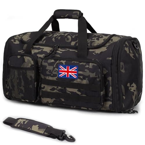 Bunnychic Expandable Tactical Duffle Bag for Men, 52L Large Holdall Bag Gym
