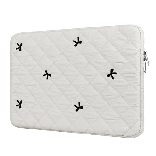 BAAGOAZ 13-14 Inch Laptop Sleeve MacBook Case with Embroidered Bows, White