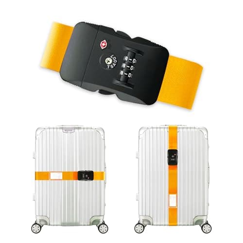 Veki Luggage Straps with TSA Approved Lock, Suitcase Strap, 1pc Yellow
