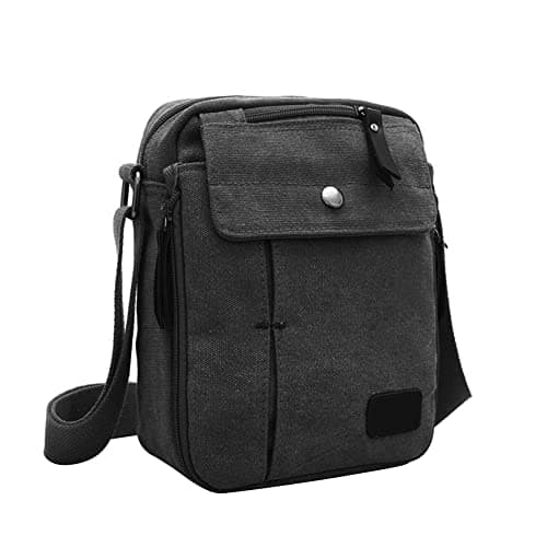 XGOPTS Mens Canvas Shoulder Bag Multi Pockets Messenger Bag 8 inch Small Sling Cross Body Chest Daypack Outdoor Sports Travel Organiser for Holiday Hiking Fishing Camping