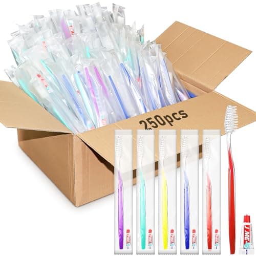 250 Pack Disposable Toothbrush and Toothpaste Sets, Individually Wrapped