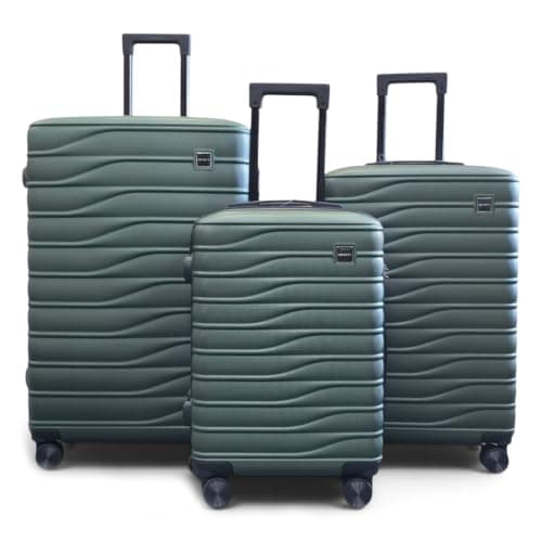 Hardshell Green Suitcase Set Robust 8 Wheel Cabin Luggage Case Bag