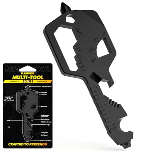 Key Shaped Pocket Multitool 20-in1 Multi Tool, Stainless Steel Keychain Utility Gadget,Gift for Men, Women, Father,Groomsmen, Valentine's, Birthday, Christmas