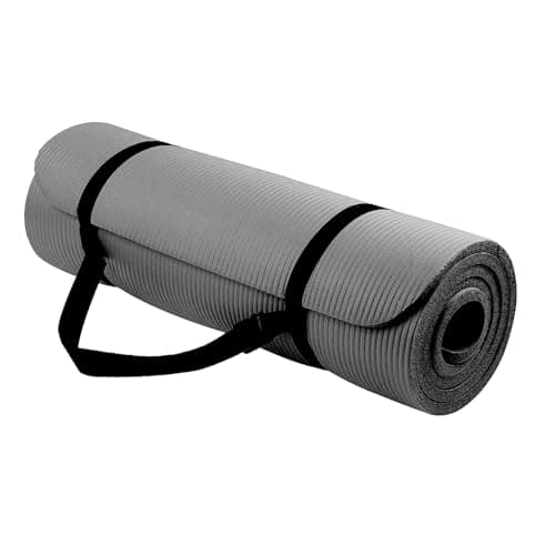 Yoga Mat Unisex Non-Slip Thick Foam Exercise Mat 10mm with Carry Strap – Lightweight Home Gym Equipment for Yoga, Pilates, Stretching (Grey)