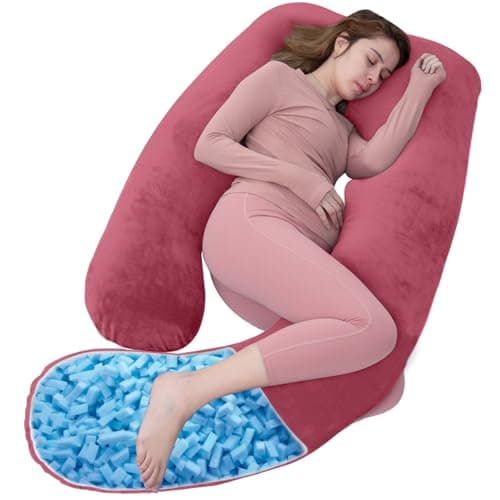 AS AWESLING Shredded Memory Foam U Shaped Maternity Pillow with Cover