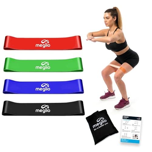 Meglio Loop Resistance Bands, Pack of 4, Latex Free, 4 Strengths