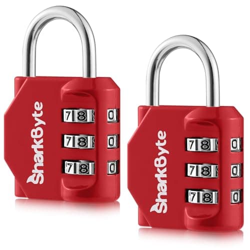 SharkByte Small Luggage Locks, 3-Dial Weatherproof Outdoor Security Combination Padlock, Travel Lock for Suitcases Luggage Case Travel Bag Gym Lockers Code Padlock (Pack of 2)
