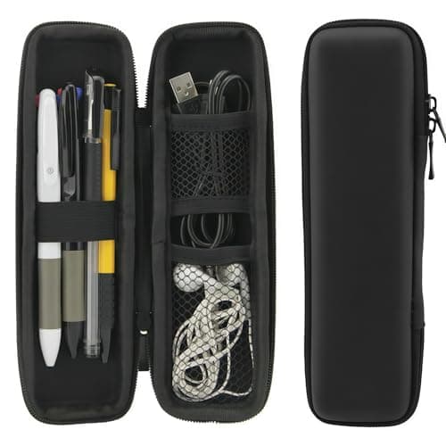 Small Pencil Case Slim, Black Hard Shell Pen Case Pouch