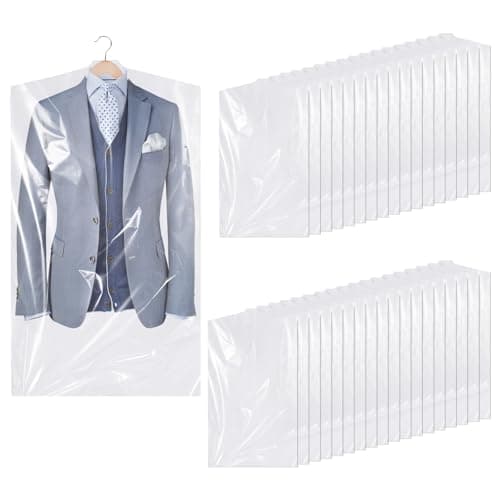 20 Pack Plastic Clothes Covers, Dry Cleaning Bags, Garment Bags 60 * 90 cm