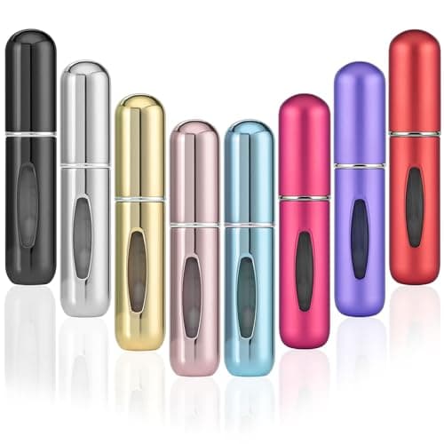 8PCS Perfume Bottle Set for Luggage, 5ML Mini Travel Perfume Atomiser Refill Bottles, Aftershave, and Holiday