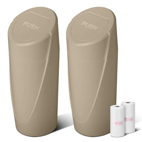 Car Trash Can Bin with Lid - 2 Packs Car Garbage Can Cup Holder - Beige Mini Leakproof Vehicle Trash Garbage Can Bin with 40pcs Trash Bags-Car Organizers and Storage for Front Back Seat Accessories