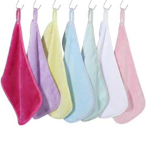 Lanjue 7-Pack Mixed Makeup Remover Cloths Set, Reusable Flannel Face Towels