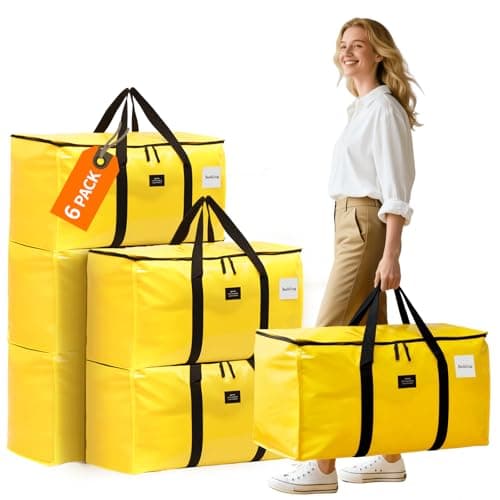JIAWEN 6 Pack Moving Bags and Storage Bags - 95L Heavy Duty Moving Boxes