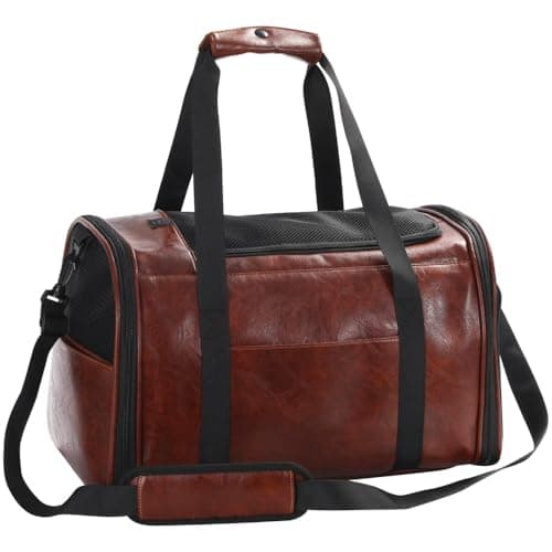 Fashion Dog Carrier Pet Carrier Airline Approved Cat Carrier for Small Dogs Cats Under 15 Lbs, Vegan Leather Collapsible Soft Sided Travel Puppy Carrier