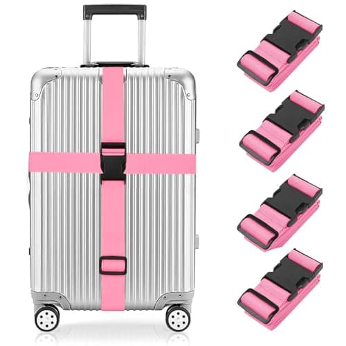 Newthinking Luggage Straps 4 Pack, 3.8x200CM Adjustable Suitcase Straps