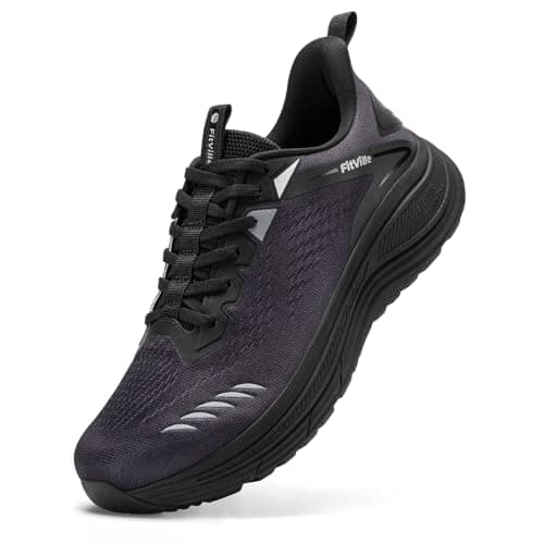 FitVille Mens Extra Wide Trainers Road Running Shoes,Black,11,W