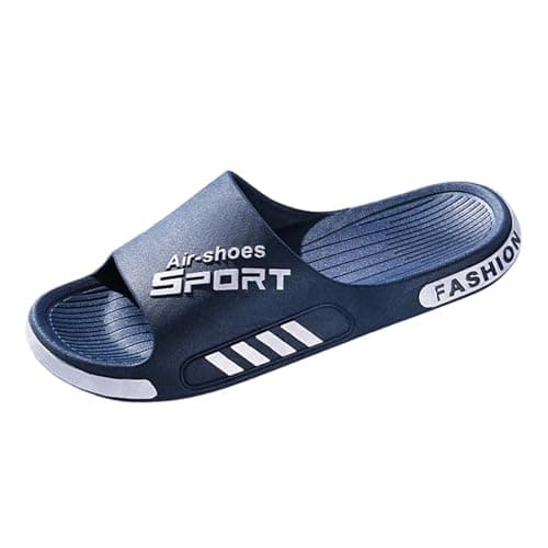 Men's Summer Slides Thick Soft Cushioned Sole Anti Slip Wear Resistant Outsole Odor Resistant Daily Wearing Travel & Vacation Friendly Reinforced Integrated Structure Effortless Slip On Style Navy