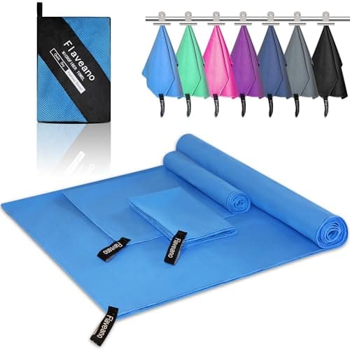 Flaveano Microfibre Towel, Travel Towel Set of 3 Quick Drying