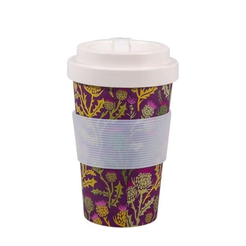 ECO CHIC Recycled Travel Coffee Cup 400ml Microwave Dishwasher Safe Plastic Travel Mug (Thistle Purple)