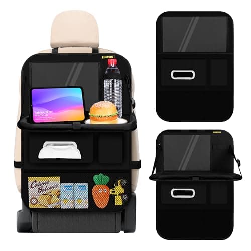 Einesin Car Backseat Organizer with table Tray, 7 Storage Pockets Backseat Car Organizer with Tablet Holder, Back seat Organizer for Kids Road Trip Essentials Travel (1)