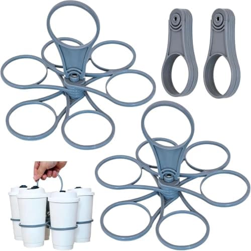 2 Pack Kaaeiccr Drinks Carrier, Foldable 6 Cup Holder, Holiday Drink Holder