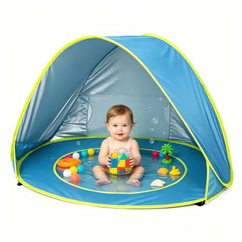 Morofme Pop Up Baby Beach Tent with Pool, Baby Sun Shade Shelter All-Round UPF 50+ UV protection, Portable Beach Tent Pop Up, Outdoor Shade kid Baby Tents for Family Garden Camping Park Lawn Backyard