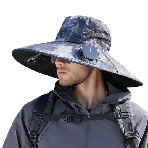 Celanisai Fan Hat Men's Outdoor Sun Hat with Wide Brim and SPF 50 Protection for Hiking, Fishing, Travel, Adjustable and Quick Drying Breathable Fishing Hat with Wide Brim, O Grey, One size