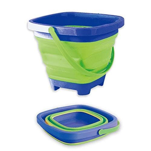 Generic Multifunctional Foldable Beach Bucket Sand Toy Kids Plastic Sand Bucket Expandable Pail Collapsible Water Container for Outdoor Indoor Play Camping Travel (green)